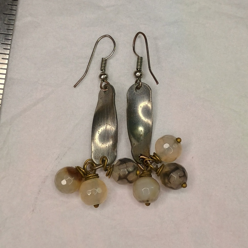 Silver and smoky cream beads handmade